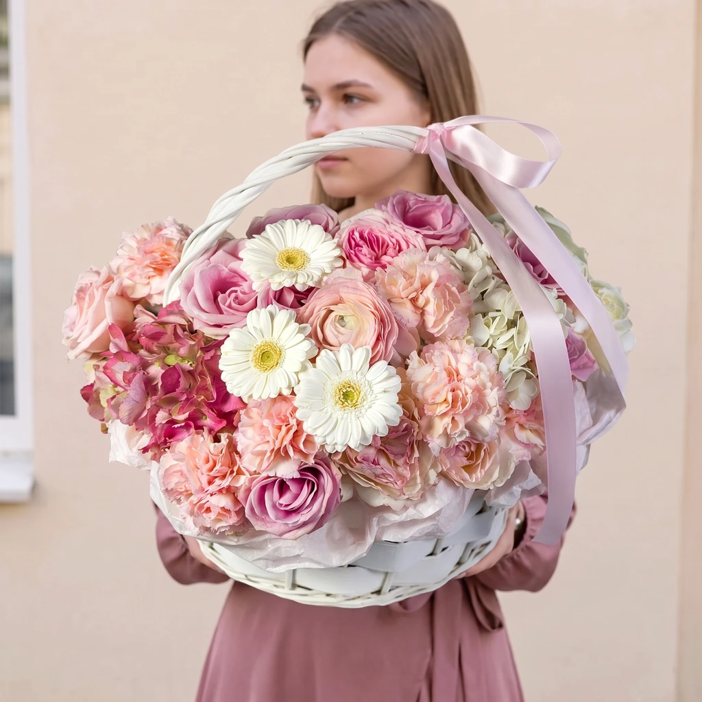Корзина с цветами Снежная вершина